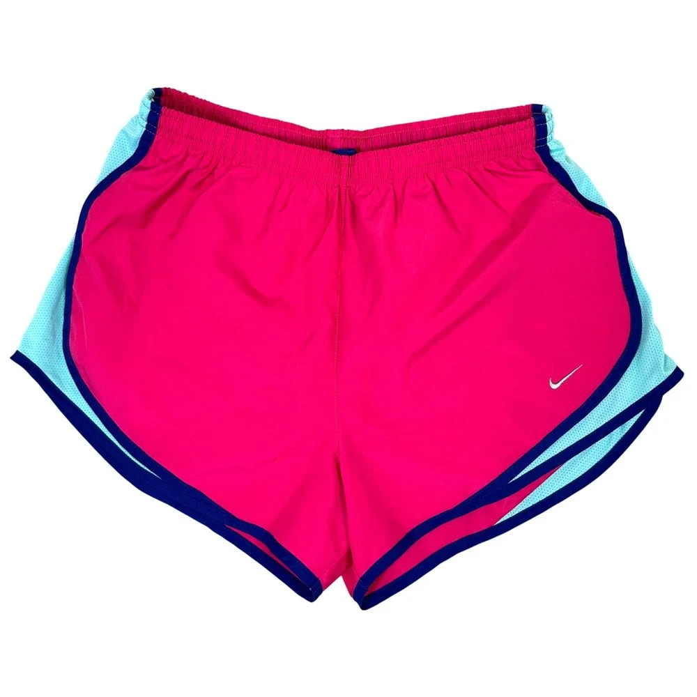 Nike Dri-FIT Tempo Running Shorts Pink Blue Mesh Trim Womens Large